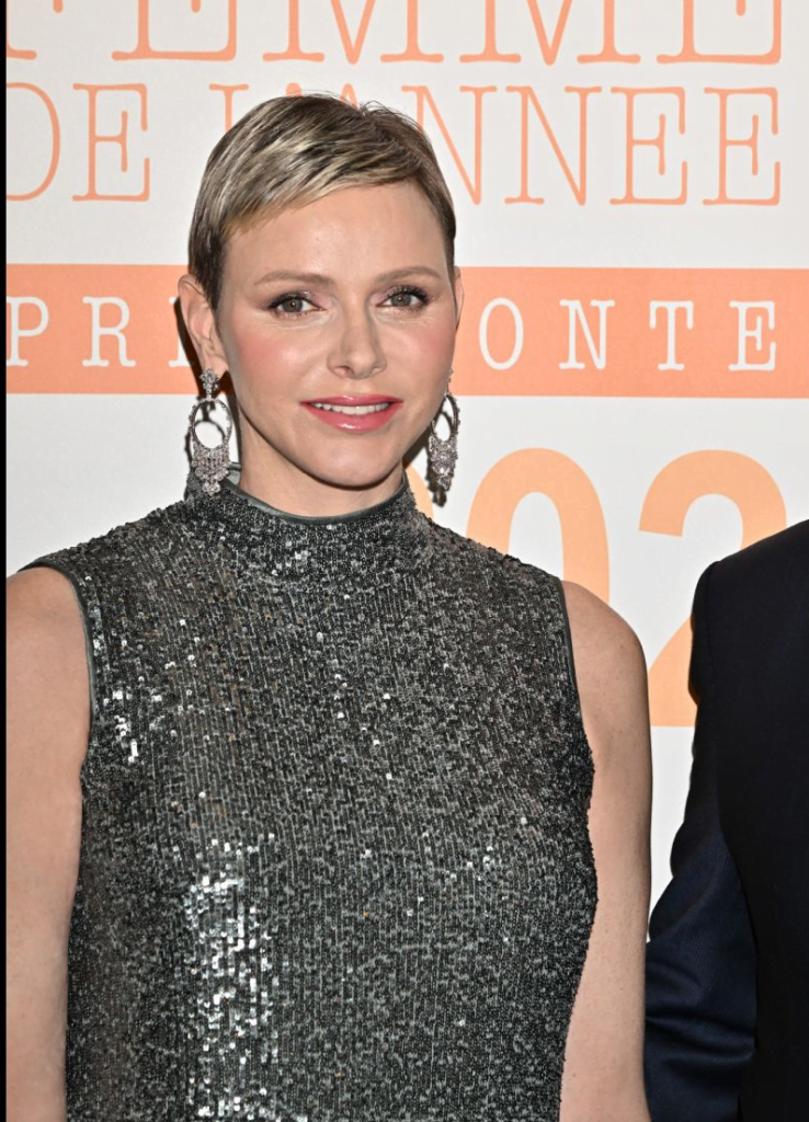 Princess Charlene Of Monaco Sculptural And Glittering In A Sequin Dress ...