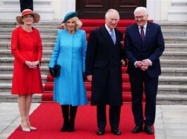 Elke Buedenbender, the Queen, the King and German president Frank-Walter Steinmeier in Berlin in 2023 (Ben Birchall/PA)